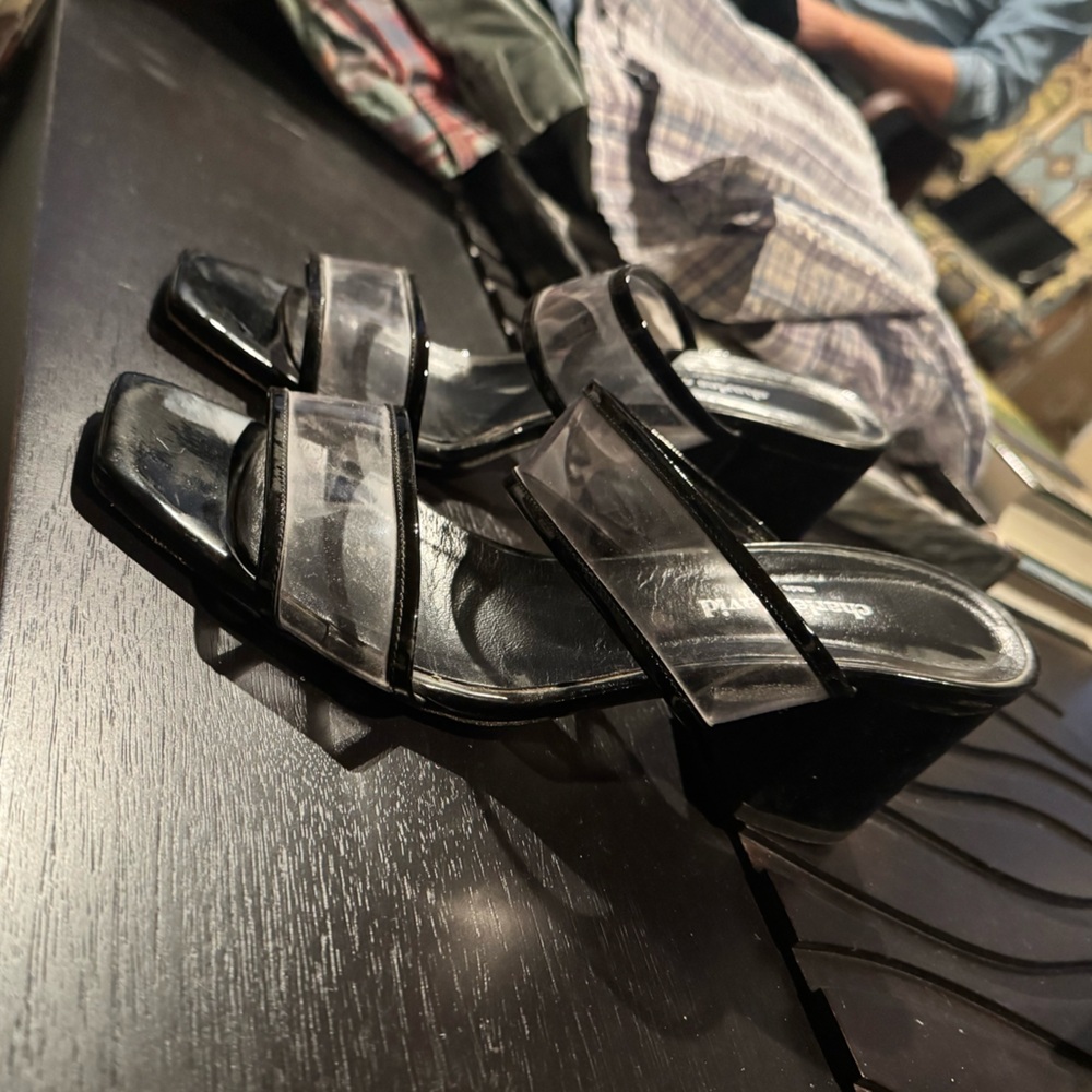 Charles David Black Heels with Clear Straps 10 - Picture 3 of 5